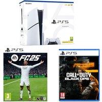 Sony PlayStation 5 (Model Group, Slim), EA Sports FC 25 & Call of Duty: Black Ops 6 Bundle, White