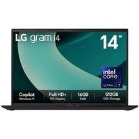LG gram 14 14Z90T-G.AA75A1 14" Laptop, Copilot - IntelCore Ultra 7, 512 GB SSD, Black, Black