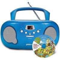 GROOV-E GVPS733CD10/BE Portable FM/AM Boombox & Children's Stories CD - Blue, Blue