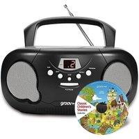 GROOV-E GVPS733CD10/BK Portable FM/AM Boombox & Children's Stories CD - Black, Black