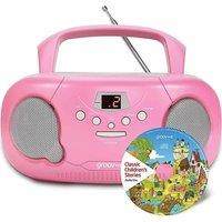 GROOV-E GVPS733CD10/PK Portable FM/AM Boombox & Children's Stories CD - Pink, Pink