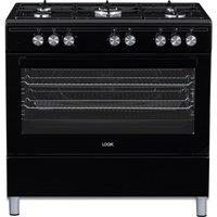 LOGIK LFTG90B25 90 cm Dual Fuel Range Cooker - Black, Black