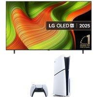 77" Lg B5 OLED AI 4K HDR Smart TV 2025 (OLED77B56LA) & PlayStation 5 Digital Edition (Model Group, Slim) Bundle, Brown