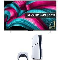 48" Lg C5 OLED evo AI 4K HDR Smart TV 2025 (OLED48C54LA) & PlayStation 5 Digital Edition (Model Group, Slim) Bundle, Black