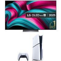 80"-84" Lg C5 83" OLED evo AI 4K HDR Smart TV 2025 (OLED83C54LA) & PlayStation 5 Digital Edition (Model Group, Slim) Bundle, Silver/Grey