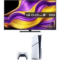 55" Lg G5 OLED evo AI 4K HDR Smart TV 2025 (OLED55G56LS) & PlayStation 5 Digital Edition (Model Group, Slim) Bundle, Silver/Grey