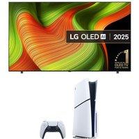 55" Lg B5 OLED AI 4K HDR Smart TV 2025 (OLED55B56LA) & PlayStation 5 (Model Group, Slim) Bundle, Black,Brown