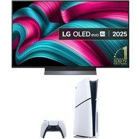 48" Lg C5 OLED evo AI 4K HDR Smart TV 2025 (OLED48C54LA) & PlayStation 5 (Model Group, Slim) Bundle, Black