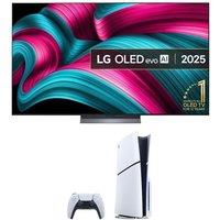 80"-84" Lg C5 83" OLED evo AI 4K HDR Smart TV 2025 (OLED83C54LA) & PlayStation 5 (Model Group, Slim) Bundle, Silver/Grey