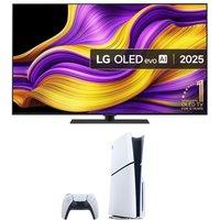 65" LG OLED65G56LS evo AI 4K HDR Smart TV & PlayStation 5 (Model Group - Slim) Bundle, Silver/Grey