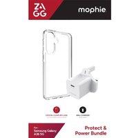 ZAGG Crystal Palace Lite Galaxy A36 Clear Case & Mophie 30 W USB Type-C Wall Charger Bundle, Clear,White