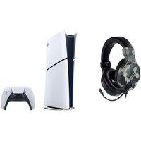 Sony PlayStation 5 Digital Edition (Model Group - Slim) & Big Ben Wired Gaming Headset (Camo) Bundle, White