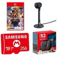 Nintendo Switch 2 & Mario Kart World, microSD Express Memory Card (256 GB), Switch 2 Camera & Street Fighter 6: Year 1-2 Fighters Edition Bundle, Black