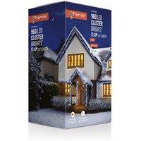 Premier Cluster Brights 960 White LED String Lights with Timer - 12.4 m