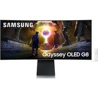 SAMSUNG Odyssey G8 LS34DG850SUXXU Quad HD 34" Curved QD-OLED Smart Gaming Monitor - Silver, Silver/Grey
