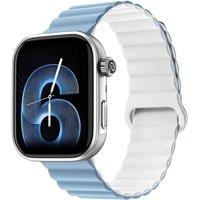 Noise ColorFit Pro 6 Smart Watch - Silver with Magnetic Blue Silicone Band, Blue,Silver/Grey