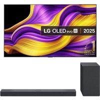 77" LG G5 OLED evo AI 4K HDR Smart TV 2025 (OLED77G54LW) & USC9S 3.1.3 Wireless Sound Bar Bundle, Silver/Grey