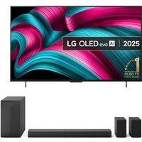 42" LG C5 OLED evo AI 4K HDR Smart TV 2025 (OLED42C54LA) & US60TR 5.1 Wireless Sound Bar Bundle, Silver/Grey,Black