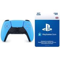 Sony PS5 DualSense Wireless Controller (Starlight Blue) & Store £20 Wallet Top-Up Bundle