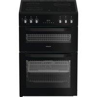 HOTPOINT Air Fry HDE6VDCASB1 60 cm Electric Ceramic Cooker - Black, Black