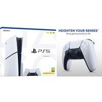 Sony PlayStation 5 (Model Group, Slim) & DualSense Wireless Controller (White) Bundle, White