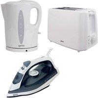 IGENIX IGPK29 2-Slice Toaster, Kettle & Iron Bundle - White, White
