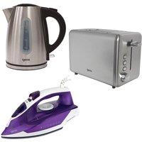 IGENIX IGPK37 2-Slice Toaster, Kettle & Iron Bundle - Silver, Silver/Grey