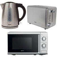 IGENIX IGPK38 2-slice Toaster, Jug Kettle & Solo Microwave Bundle - Silver, Silver/Grey