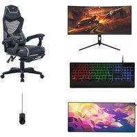 Adx A30A3M25 Wide Full HD 30" Curved LCD Gaming Monitor, Gaming Keyboard, Optical Gaming Mouse, Gaming Chair & Gaming Mouse Mat Bundle, Black