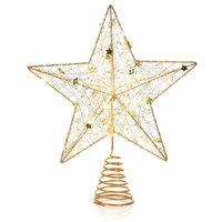 PREMIER 30 cm Warm White LED Pin Gold Wire Wrap Tree Topper - Gold