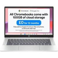 HP 14a-nf0501sa 14 Refurbished Chromebook - Intel N100, 128 GB UFS, Silver (Excellent Condition), Silver/Grey