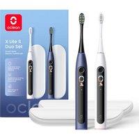 Oclean X Lite S Electric Toothbrush - Pack of 2, Blue & Grey, White,Blue