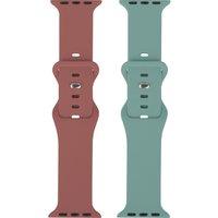 SANDSTROM Apple Watch 38-42 mm Silicone Strap - Set of 2, Burgundy & Green, Green,Red