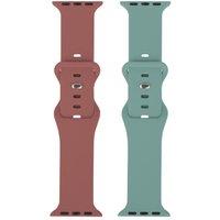 SANDSTROM Apple Watch 42-49 mm Silicone Strap - Set of 2, Green & Burgundy, Green,Brown