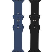 SANDSTROM Apple Watch 38-42 mm Silicone Strap - Set of 2, Navy & Black, Black,Blue