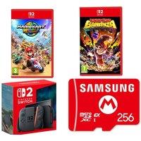 Nintendo Switch 2, Mario Kart World, Donkey Kong Bananza & 256 GB microSD Express Memory Card Bundle, Black