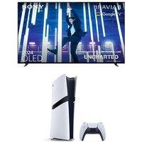 65" Sony BRAVIA 8 Smart 4K Ultra HD HDR OLED TV & PlayStation 5 Pro Bundle, Silver/Grey