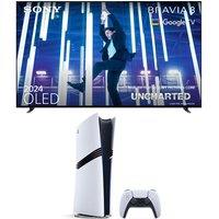 55 Sony BRAVIA 8 Smart 4K Ultra HD HDR OLED TV & PlayStation 5 Pro Bundle, Silver/Grey