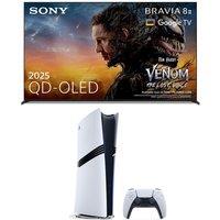 55" SONY BRAVIA 8 II QD-OLED 4K HDR Smart TV (K55XR8M25BP) & PlayStation 5 Pro Bundle, Black,Silver/Grey
