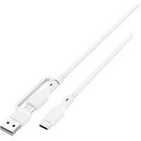 Goji USB-C to USB-C cable with USB-A Adapter - 2 m, White