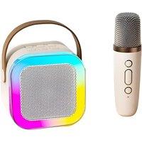 GLOBAL GIZMOS 54959 Mini Karaoke Machine with Wireless Microphone - White, White