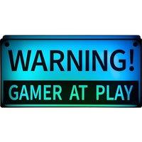 Global Gizmos Warning Gamer at Play LED Light - Black & Blue