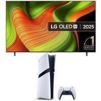 77" LG B5 OLED AI 4K HDR Smart TV 2025 (OLED77B56LA) & PlayStation 5 Pro Bundle, Black,Brown