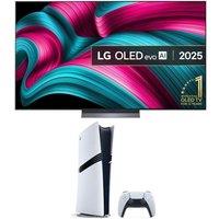 77 LG C5 OLED evo AI 4K HDR Smart TV 2025 (OLED77C54LA) & PlayStation 5 Pro Bundle, Black,Silver/Grey