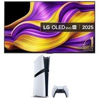 55" LG G5 OLED evo AI 4K HDR Smart TV & Sony PlayStation 5 Pro Bundle, Silver/Grey