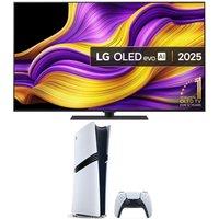 55" LG G5 OLED evo AI 4K HDR Smart TV 2025 & PlayStation 5 Pro Bundle, Silver/Grey