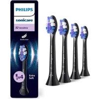 PHILIPS Sonicare S2 Sensitive HX6054/88 Replacement Toothbrush Head - Pack of 4, Black