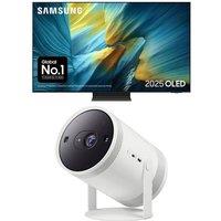 77" Samsung S95F OLED Glare Free 4K Vision AI Smart TV 2025 (QE77S95F) & The Freestyle (2nd Gen) SP-LFF3CLAXXXU Smart Full HD TV Projector Bundle, Black