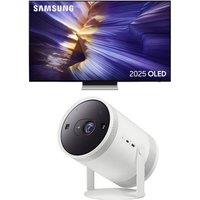 55" Samsung S90F OLED 4K Vision AI Smart TV 2025 (QE55S90F) & The Freestyle (2nd Gen) SP-LFF3CLAXXXU Smart Full HD TV Projector Bundle, Black