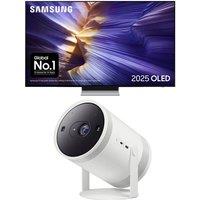 65" Samsung S90F OLED 4K Vision AI Smart TV 2025 (QE65S90F) & The Freestyle (2nd Gen) SP-LFF3CLAXXXU Smart Full HD TV Projector Bundle, Black